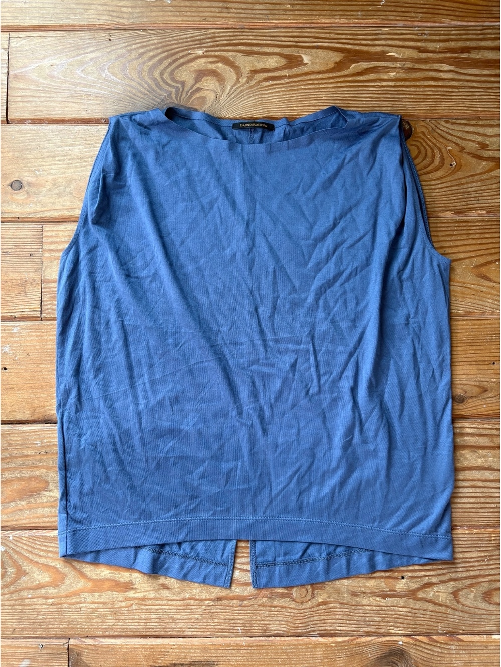 Barnyardstorm Blue Sleeveless Cotton Top Size 1 Boat Neck Back Slit Oversized